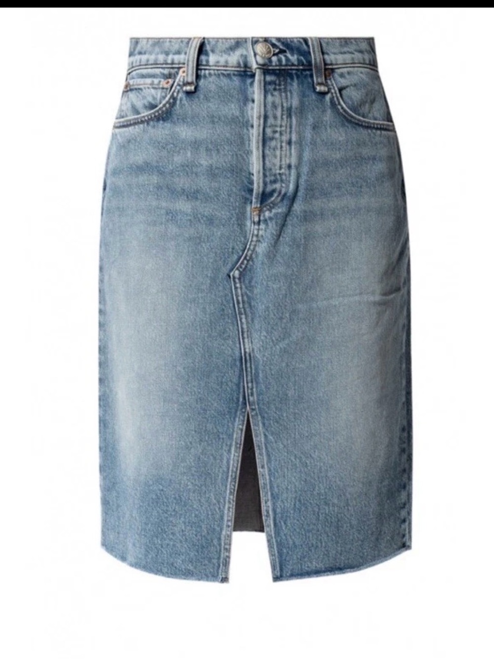 rag & bone Light Blue Denim Straight Skirt